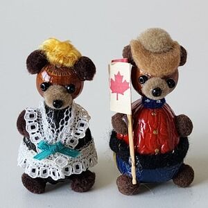 Vintage Walnut Hazelnut‎ Christmas Ornaments Mountie Lace Lady 3" Handmade 70s